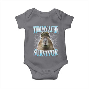 Tummy Ache Survivor Baby Onesie Funny Capybara Meme For Animal Lover TS12 Charcoal Print Your Wear