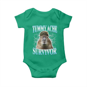 Tummy Ache Survivor Baby Onesie Funny Capybara Meme For Animal Lover TS12 Irish Green Print Your Wear