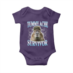Tummy Ache Survivor Baby Onesie Funny Capybara Meme For Animal Lover TS12 Purple Print Your Wear