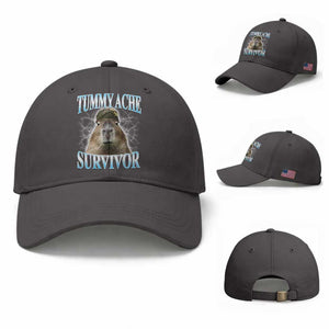 Tummy Ache Survivor Baseball Cap Funny Capybara Meme For Animal Lover TS12 Baseball Cap Universal Fit Dark Gray Print Your Wear