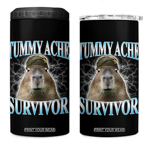 Tummy Ache Survivor 4 in 1 Can Cooler Tumbler Funny Capybara Meme For Animal Lover TS12 One Size: 16 oz Black Print Your Wear