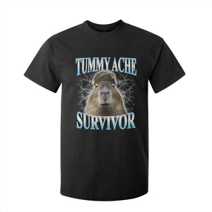 Tummy Ache Survivor T Shirt For Kid Funny Capybara Meme For Animal Lover TS12 Black Print Your Wear