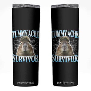 Tummy Ache Survivor Skinny Tumbler Funny Capybara Meme For Animal Lover TS12 Black Print Your Wear