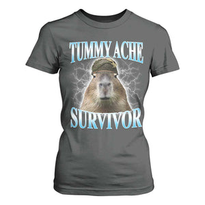 Tummy Ache Survivor T Shirt For Women Funny Capybara Meme For Animal Lover TS12 Dark Heather Print Your Wear