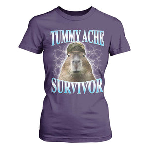 Tummy Ache Survivor T Shirt For Women Funny Capybara Meme For Animal Lover TS12 Purple Print Your Wear