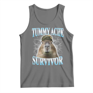 Tummy Ache Survivor Tank Top Funny Capybara Meme For Animal Lover TS12 Black Heather Print Your Wear