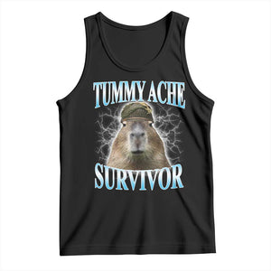 Tummy Ache Survivor Tank Top Funny Capybara Meme For Animal Lover TS12 Black Print Your Wear