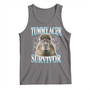 Tummy Ache Survivor Tank Top Funny Capybara Meme For Animal Lover TS12 Deep Heather Print Your Wear