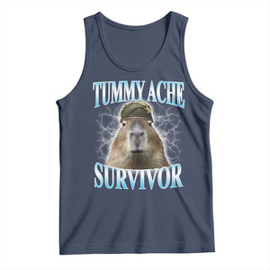 Tummy Ache Survivor Tank Top Funny Capybara Meme For Animal Lover TS12 Navy Print Your Wear