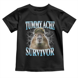 Tummy Ache Survivor Toddler T Shirt Funny Capybara Meme For Animal Lover TS12 Black Print Your Wear