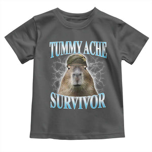 Tummy Ache Survivor Toddler T Shirt Funny Capybara Meme For Animal Lover TS12 Dark Heather Print Your Wear