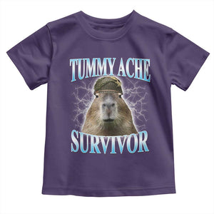 Tummy Ache Survivor Toddler T Shirt Funny Capybara Meme For Animal Lover TS12 Purple Print Your Wear
