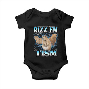 Autism Capybara Baby Onesie Funny Rizz Em With The Tism TS12 Black Print Your Wear