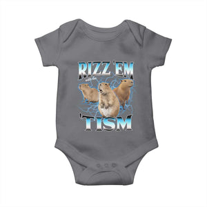 Autism Capybara Baby Onesie Funny Rizz Em With The Tism TS12 Charcoal Print Your Wear