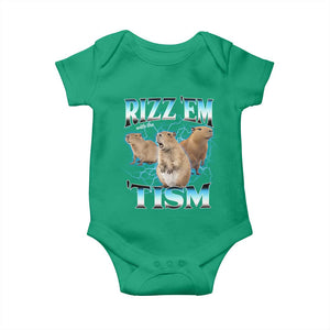 Autism Capybara Baby Onesie Funny Rizz Em With The Tism TS12 Irish Green Print Your Wear