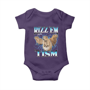 Autism Capybara Baby Onesie Funny Rizz Em With The Tism TS12 Purple Print Your Wear