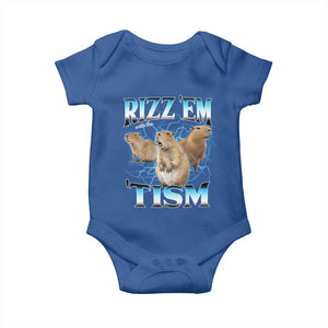 Autism Capybara Baby Onesie Funny Rizz Em With The Tism TS12 Royal Blue Print Your Wear
