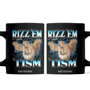 Autism Capybara Coffee Mug Funny Rizz Em With The Tism TS12 Black Print Your Wear