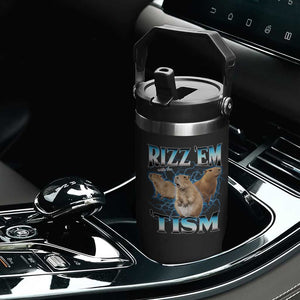 Autism Capybara Flip Straw Tumbler Funny Rizz Em With The Tism TS12 Print Your Wear