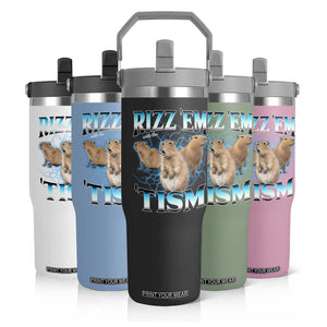 Autism Capybara Flip Straw Tumbler Funny Rizz Em With The Tism TS12 Print Your Wear