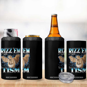 Autism Capybara 4 in 1 Can Cooler Tumbler Funny Rizz Em With The Tism TS12 Print Your Wear