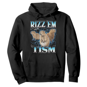 Autism Capybara Hoodie Funny Rizz Em With The Tism TS12 Black Print Your Wear