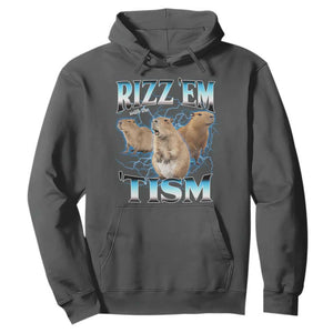 Autism Capybara Hoodie Funny Rizz Em With The Tism TS12 Dark Heather Print Your Wear