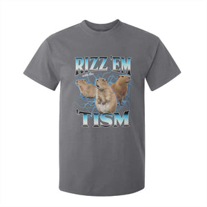 Autism Capybara T Shirt For Kid Funny Rizz Em With The Tism TS12 Charcoal Print Your Wear