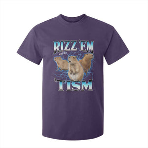 Autism Capybara T Shirt For Kid Funny Rizz Em With The Tism TS12 Purple Print Your Wear