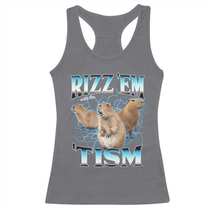 Autism Capybara Racerback Tank Top Funny Rizz Em With The Tism TS12 Charcoal Print Your Wear