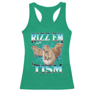 Autism Capybara Racerback Tank Top Funny Rizz Em With The Tism TS12 Irish Green Print Your Wear