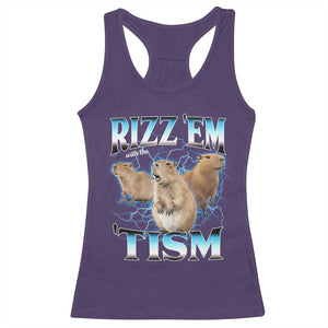 Autism Capybara Racerback Tank Top Funny Rizz Em With The Tism TS12 Purple Print Your Wear