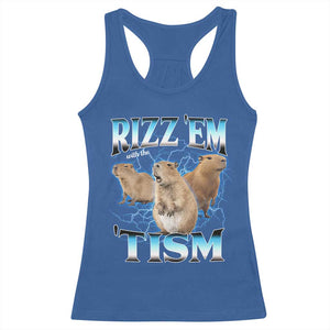 Autism Capybara Racerback Tank Top Funny Rizz Em With The Tism TS12 Royal Blue Print Your Wear
