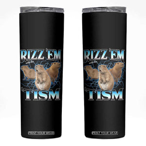 Autism Capybara Skinny Tumbler Funny Rizz Em With The Tism TS12 Black Print Your Wear
