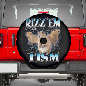 Autism Capybara Spare Tire Cover Funny Rizz Em With The Tism TS12 Black Print Your Wear