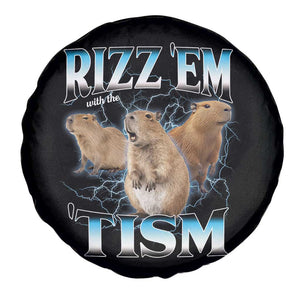Autism Capybara Spare Tire Cover Funny Rizz Em With The Tism TS12 Print Your Wear