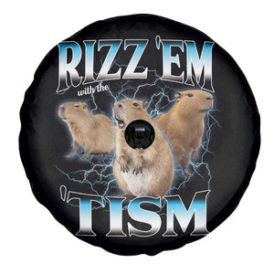 Autism Capybara Spare Tire Cover Funny Rizz Em With The Tism TS12 Print Your Wear