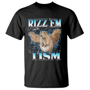 Autism Capybara T Shirt Funny Rizz Em With The Tism TS12 Black Print Your Wear