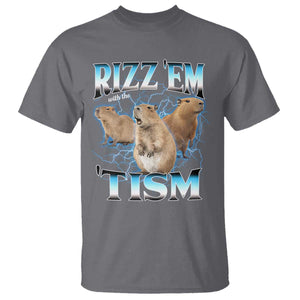 Autism Capybara T Shirt Funny Rizz Em With The Tism TS12 Charcoal Print Your Wear