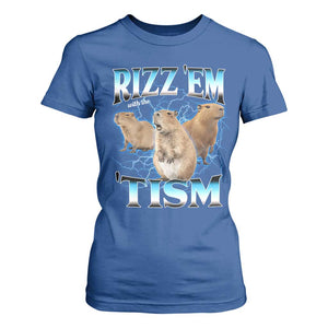 Autism Capybara T Shirt For Women Funny Rizz Em With The Tism TS12 Royal Blue Print Your Wear