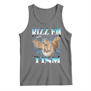 Autism Capybara Tank Top Funny Rizz Em With The Tism TS12 Black Heather Print Your Wear