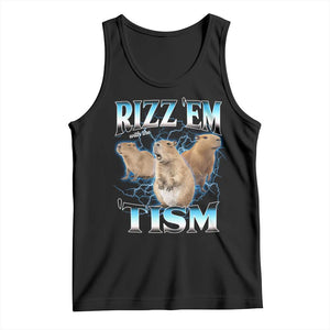 Autism Capybara Tank Top Funny Rizz Em With The Tism TS12 Black Print Your Wear