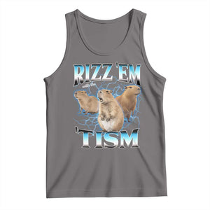 Autism Capybara Tank Top Funny Rizz Em With The Tism TS12 Deep Heather Print Your Wear