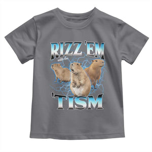 Autism Capybara Toddler T Shirt Funny Rizz Em With The Tism TS12 Charcoal Print Your Wear