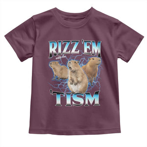 Autism Capybara Toddler T Shirt Funny Rizz Em With The Tism TS12 Maroon Print Your Wear