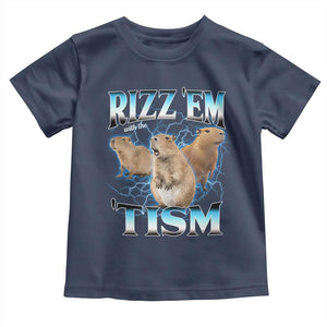 Autism Capybara Toddler T Shirt Funny Rizz Em With The Tism TS12 Navy Print Your Wear