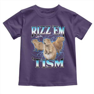 Autism Capybara Toddler T Shirt Funny Rizz Em With The Tism TS12 Purple Print Your Wear