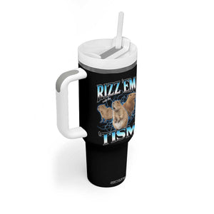 Autism Capybara Tumbler With Handle Funny Rizz Em With The Tism TS12 Print Your Wear