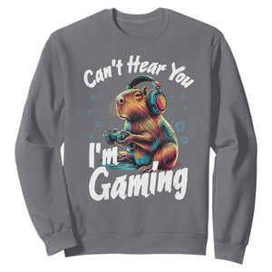 Funny Gamer Capybara Sweatshirt Can Not Hear You I Am Gaming TS12 Charcoal Print Your Wear