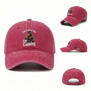 Funny Gamer Capybara Washed Cotton Baseball Cap Can Not Hear You I Am Gaming TS12 Washed Cap Universal Fit Red Print Your Wear